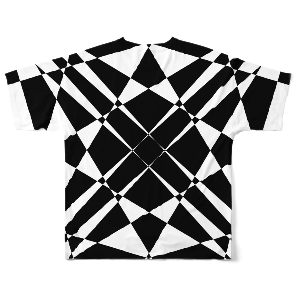 黒塚アキラの模様（白黒） All-Over Print T-Shirt :back