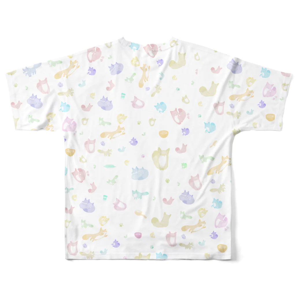 青桐ナツの狐　カラフル2 All-Over Print T-Shirt :back