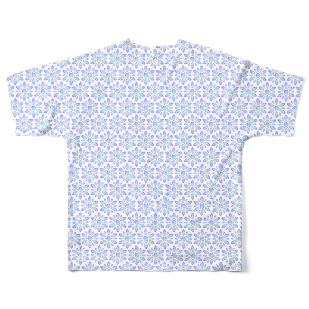 あわじテキスタイルの宝石のお花のTシャツ サファイア All-Over Print T-Shirt :back