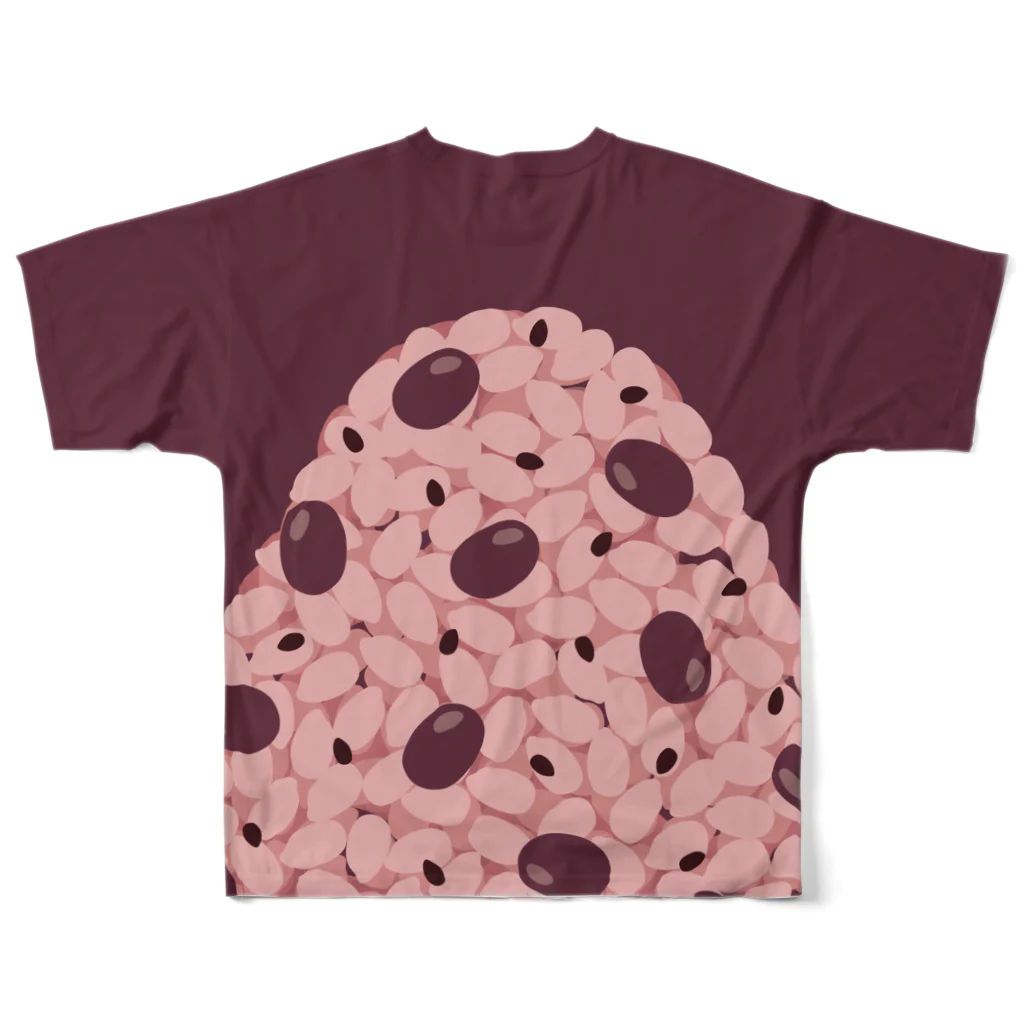 あわじテキスタイルの特大おにぎりT お赤飯 All-Over Print T-Shirt :back