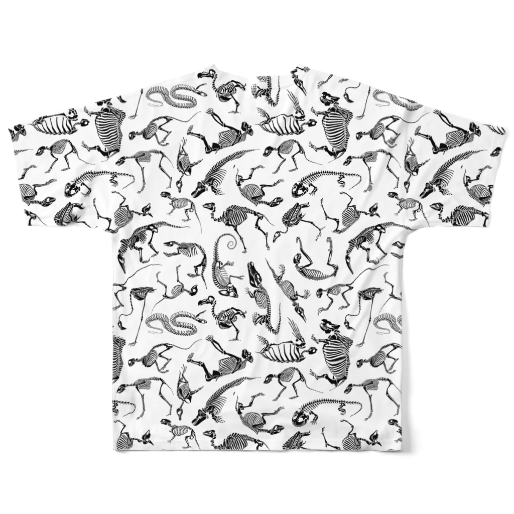 どうぶつのホネ、ときどきキョウリュウ。のどうぶつのホネ [pattern-C] フルグラフィックTシャツの背面