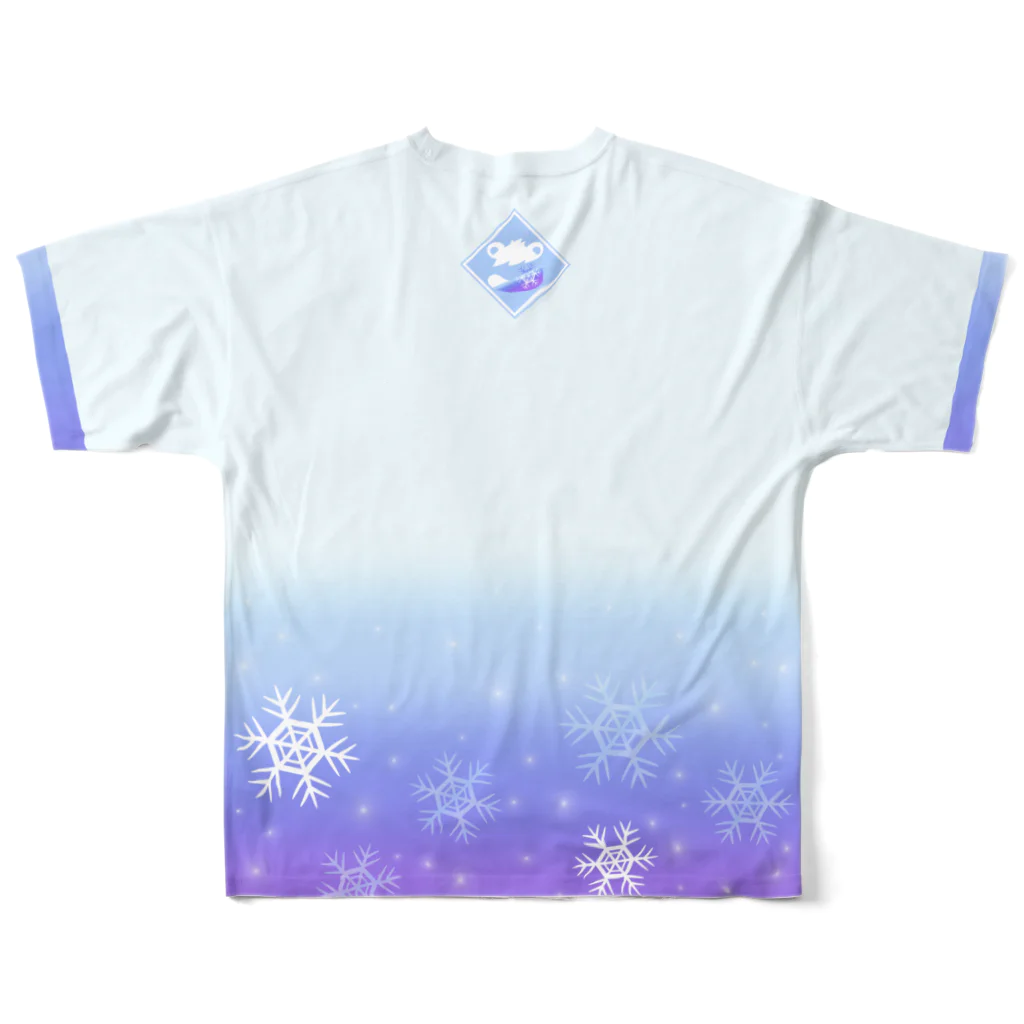 クロフミのまったりショップの吹雪くんのふんわり雪 All-Over Print T-Shirt :back