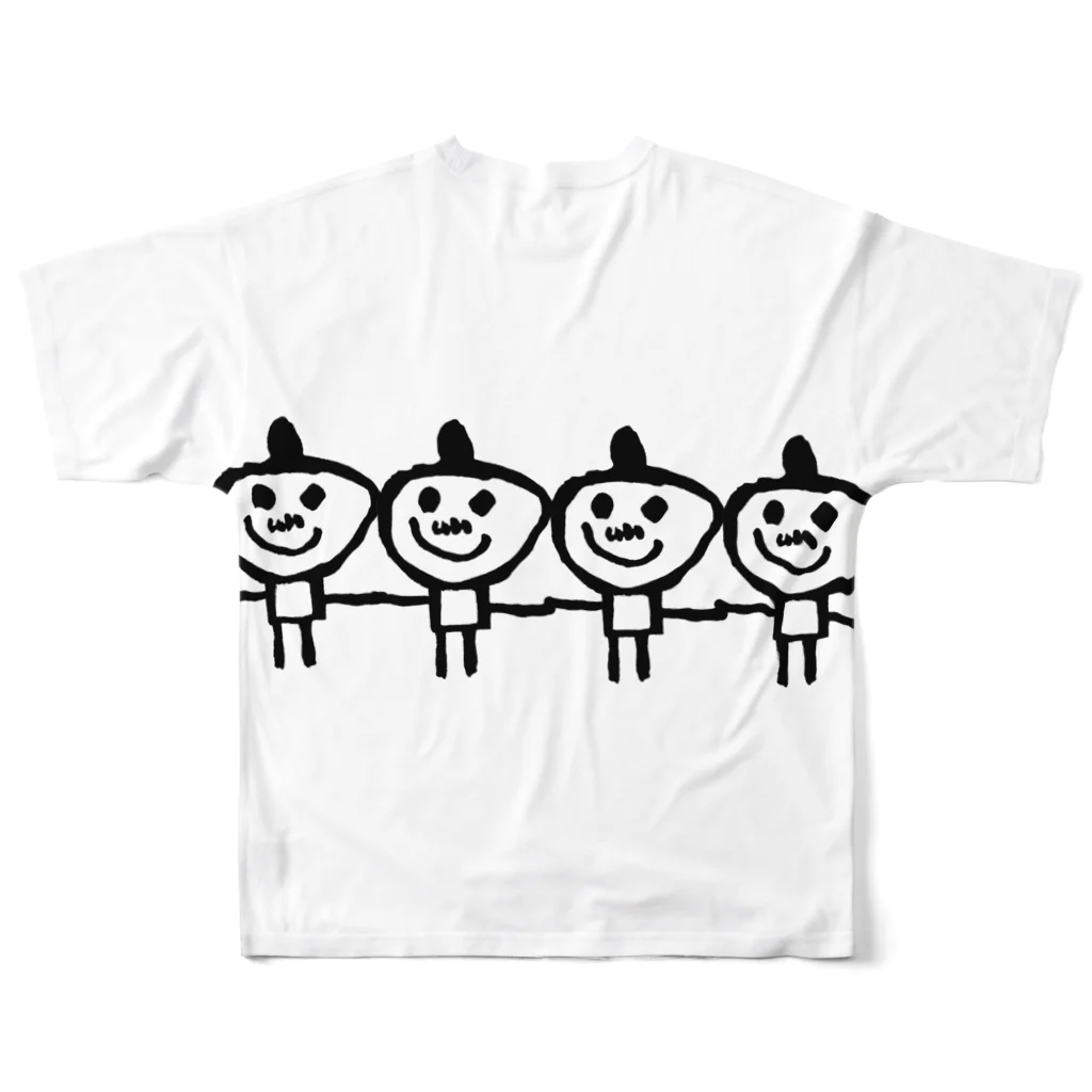 なちゅらるのアノ車のアイツら〜いつもの4人組(黒) All-Over Print T-Shirt :back