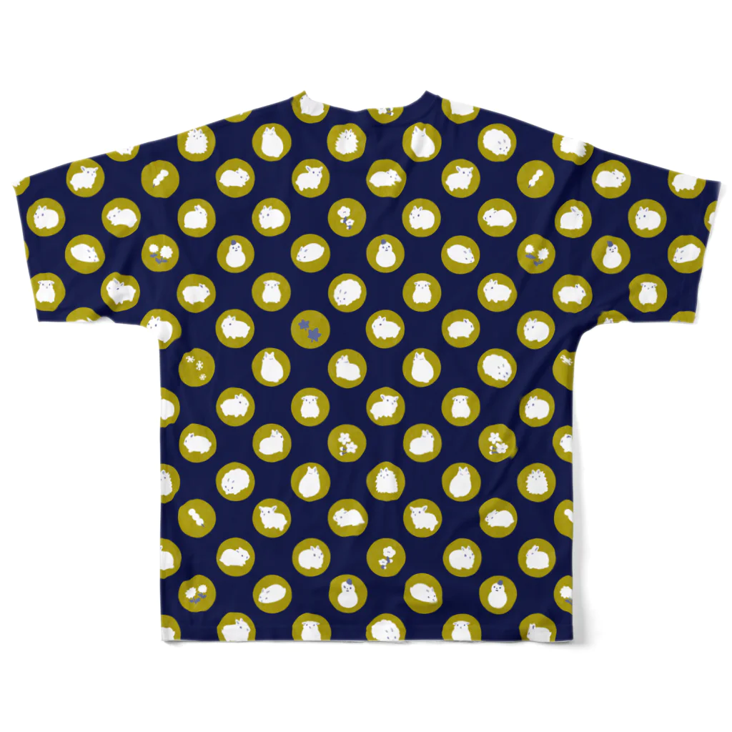 大賀一五の店の月兎のドット柄 All-Over Print T-Shirt :back