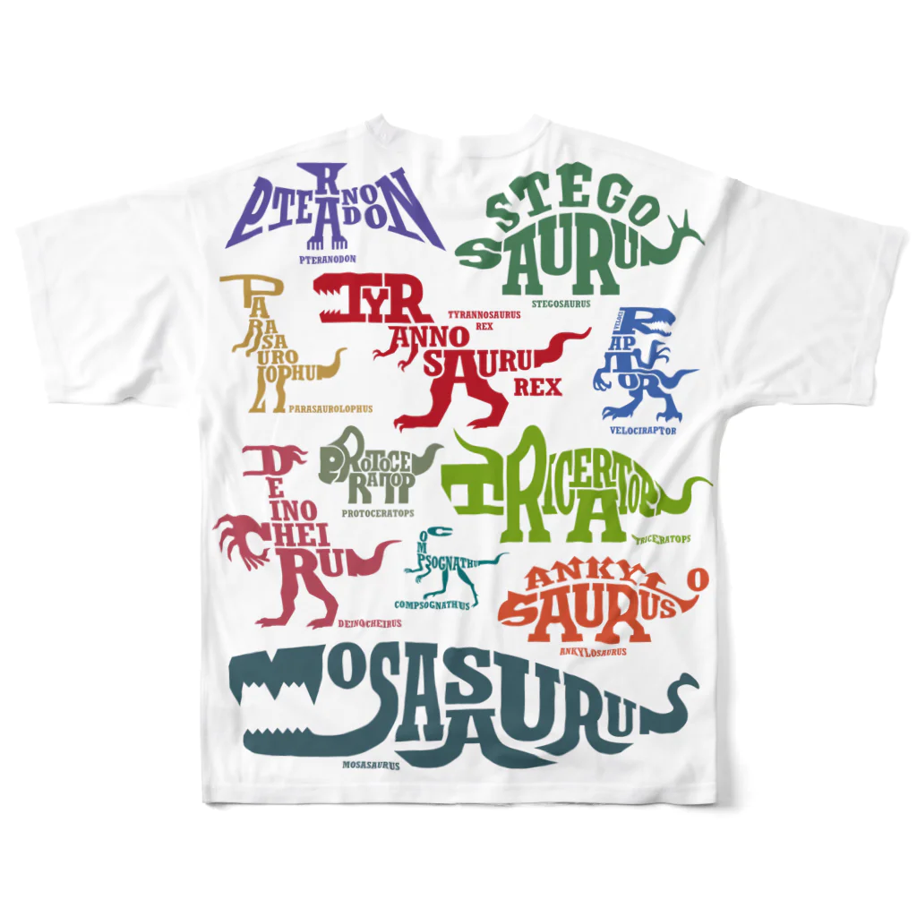 100cafeのステゴサウルス All-Over Print T-Shirt :back