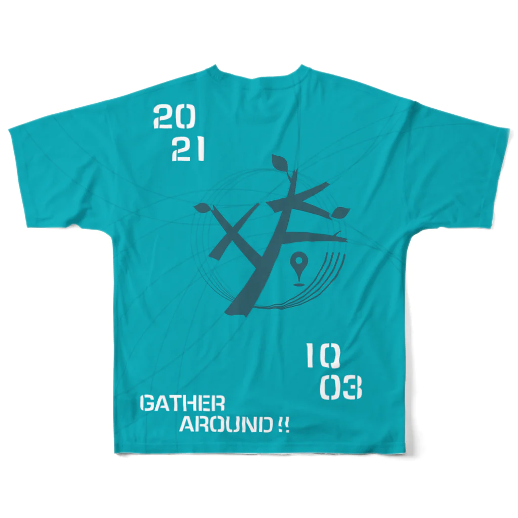 Hitotsuki Designのたまラン・フルグラTシャツ/ブルー フルグラフィックTシャツの背面