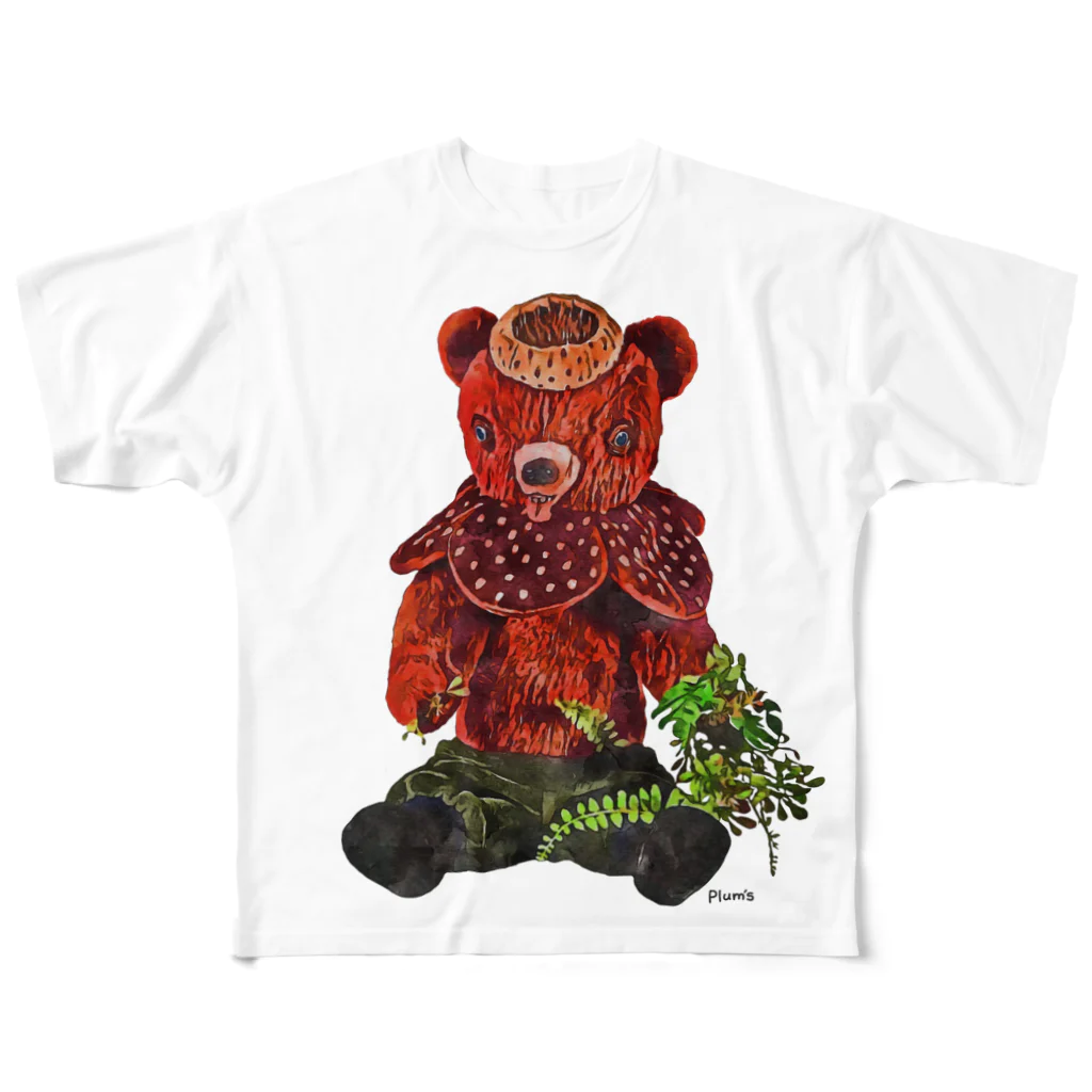 Plum'sのグッズ屋さんのクマ型怪獣「ラフレシアン」 フルグラフィックTシャツ