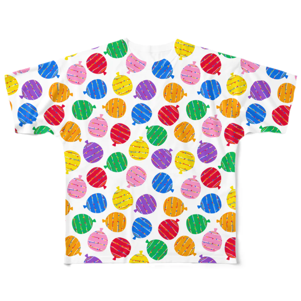 あわじテキスタイルのカラフル水風船 ホワイト All-Over Print T-Shirt