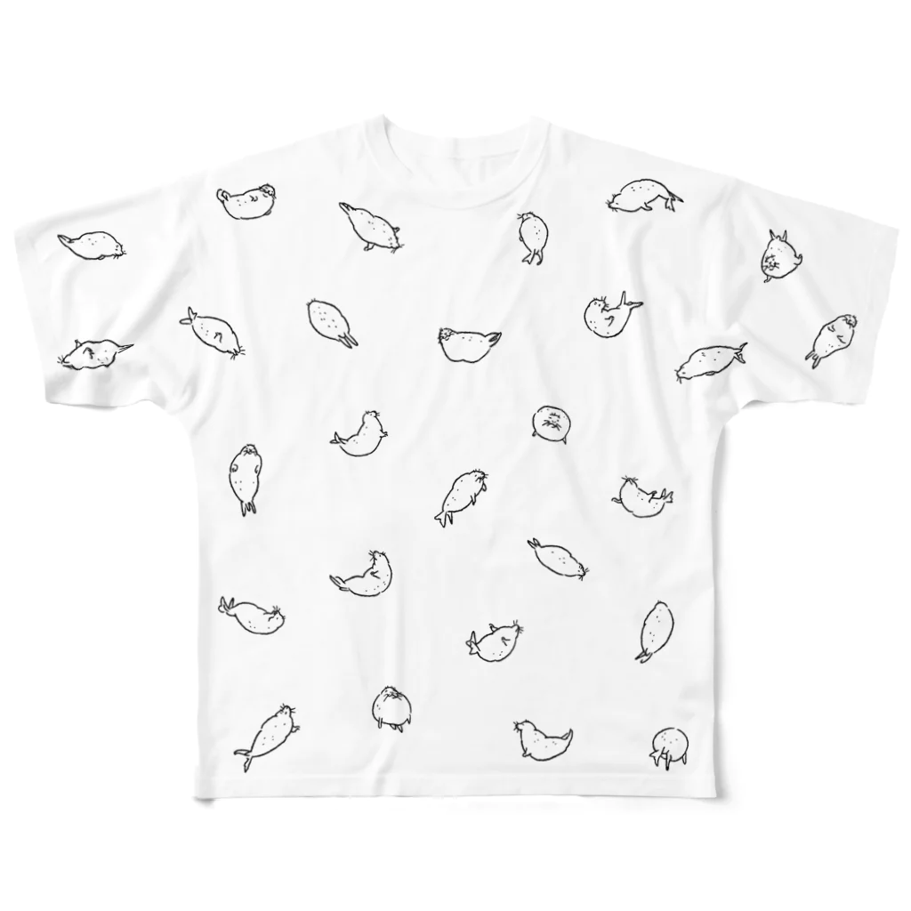 ぴすぴすのアザラシまみれ モノ All-Over Print T-Shirt