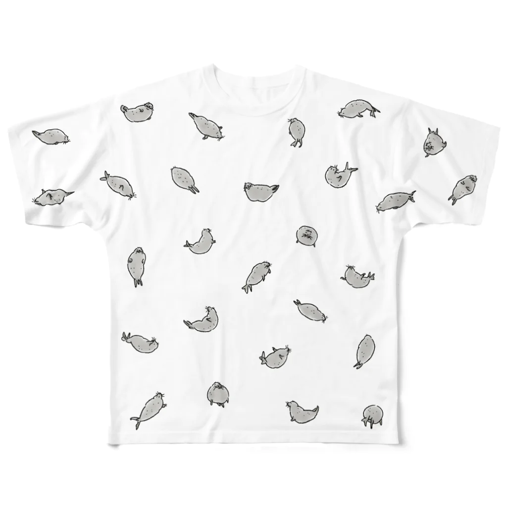 ぴすぴすのアザラシまみれ All-Over Print T-Shirt