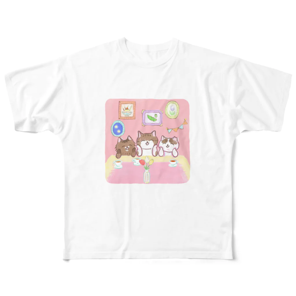 のんちゃんの仲良し3匹 フルグラフィックTシャツ