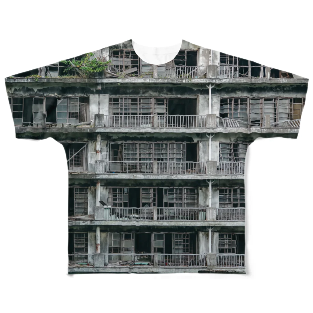 Saho.の廃墟化した団地 フルグラフィックTシャツ