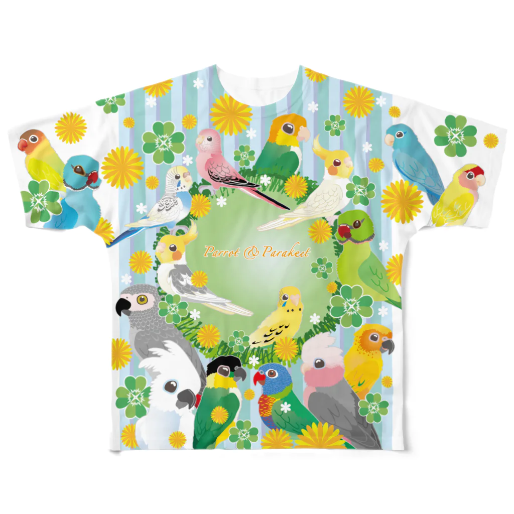 あにまるめいとのフルグラフィックインコ＆オウム(前面のみ) フルグラフィックTシャツ