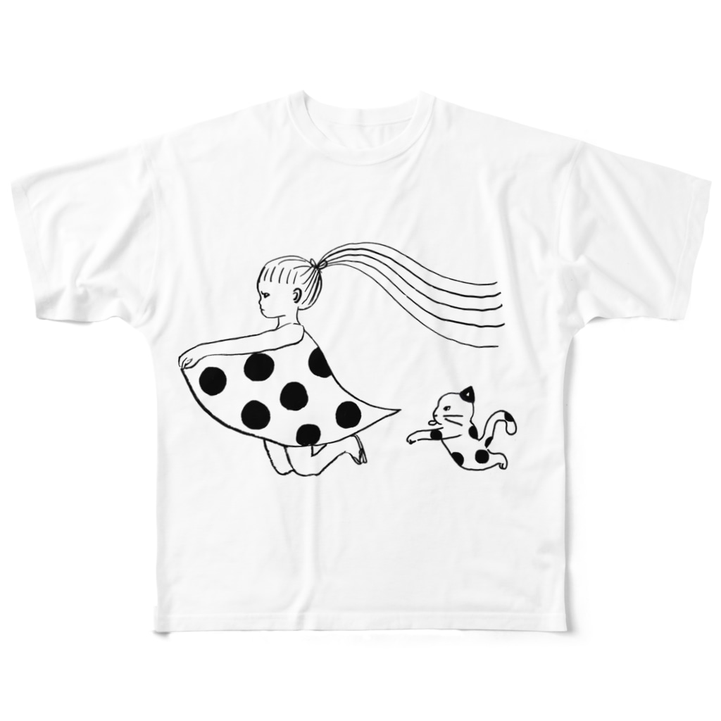 小川かなこ SUZURI SHOPのねことピョン All-Over Print T-Shirt