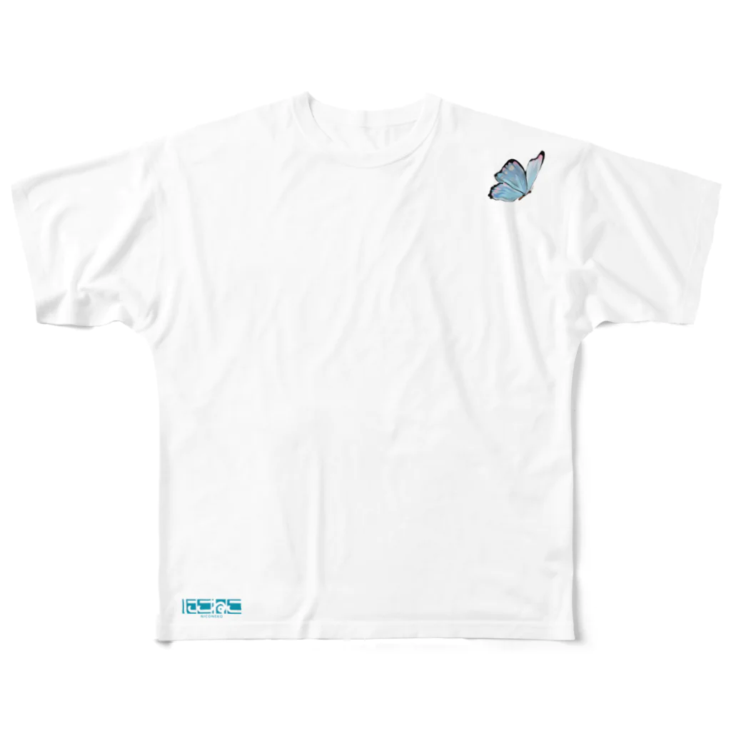 にこねこ【保護猫の保育園】のさえちゃんフルグラフィックTシャツ All-Over Print T-Shirt