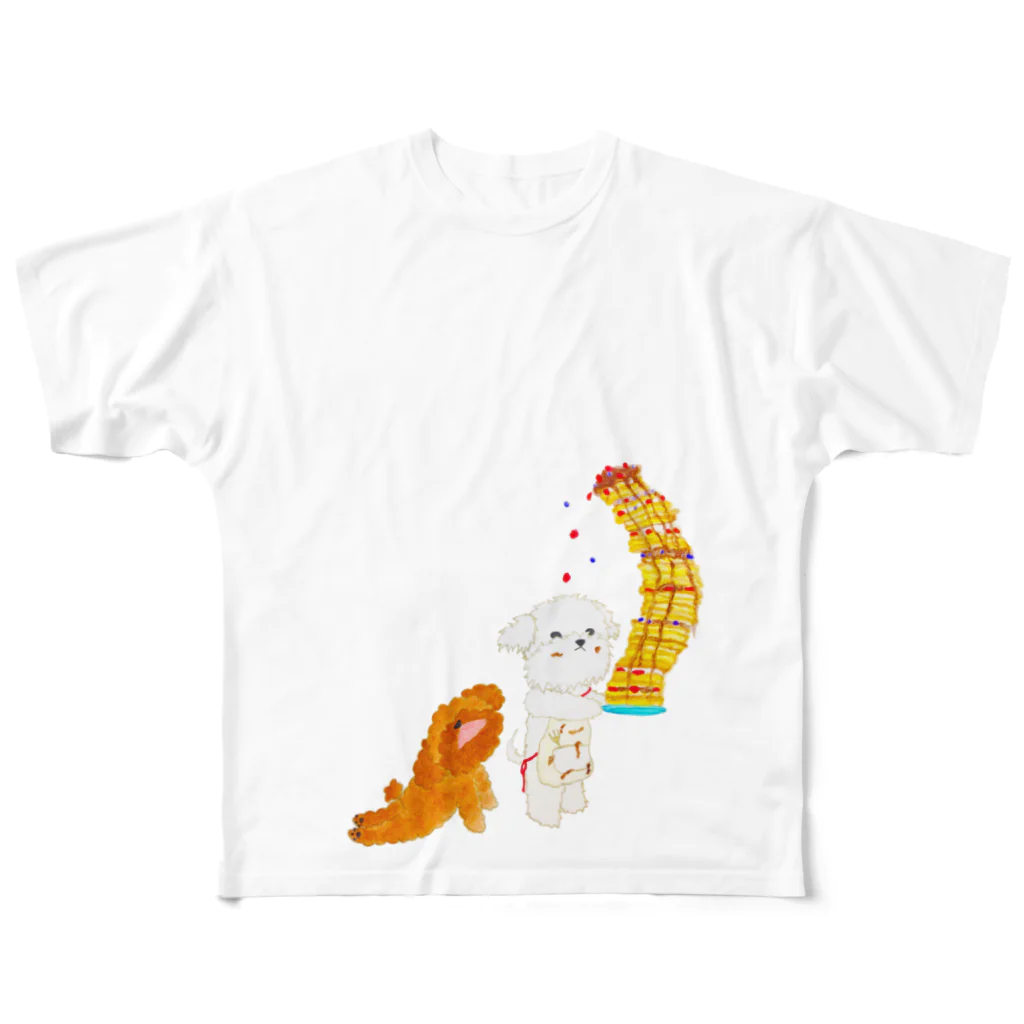 ねこぜや のマルチーズのシェリーとプードルのガジュマル All-Over Print T-Shirt