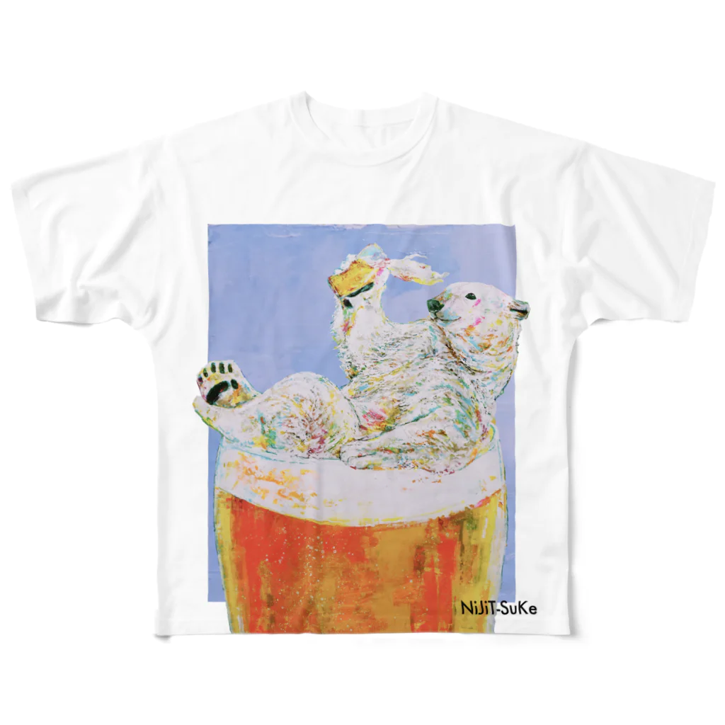 NiJi$uKeのシロクマビール All-Over Print T-Shirt