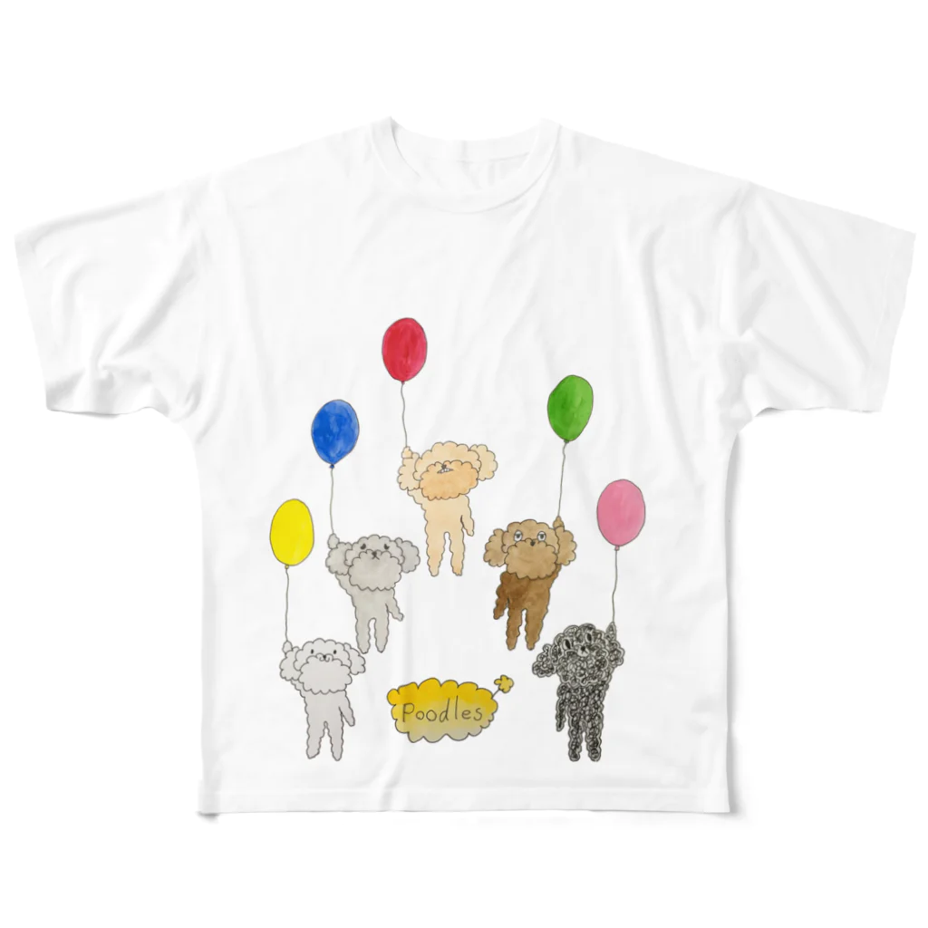 ねこぜや のプードルズ 風船 All-Over Print T-Shirt