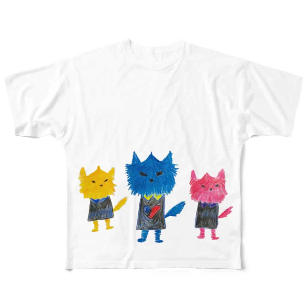 ねこぜや のノラヌコ3兄弟 All-Over Print T-Shirt