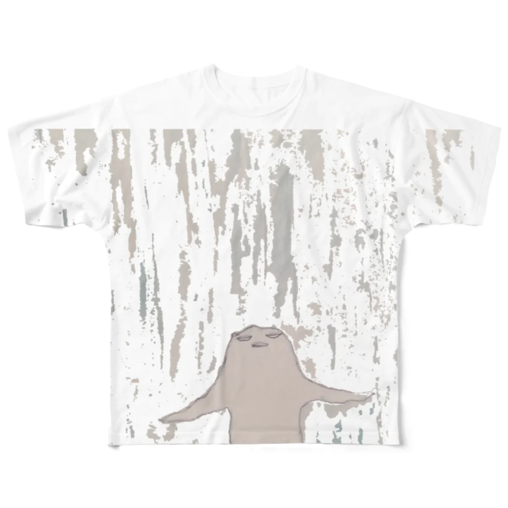 ねこぜや のモンスター 雨は心のシャワー All-Over Print T-Shirt