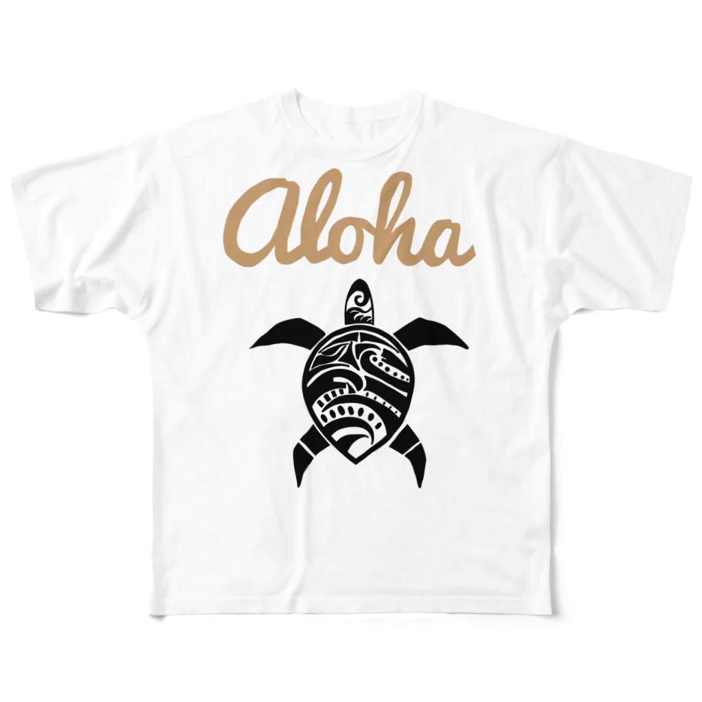 alohacanaのHonu フルグラフィックTシャツ