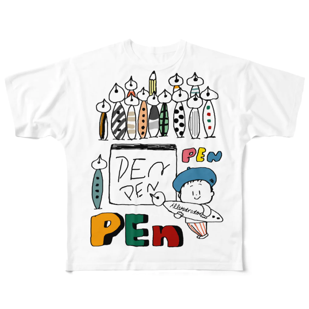 egu shopの(わーくわくシリーズ)illustratorさん(Pen好き) フルグラフィックTシャツ