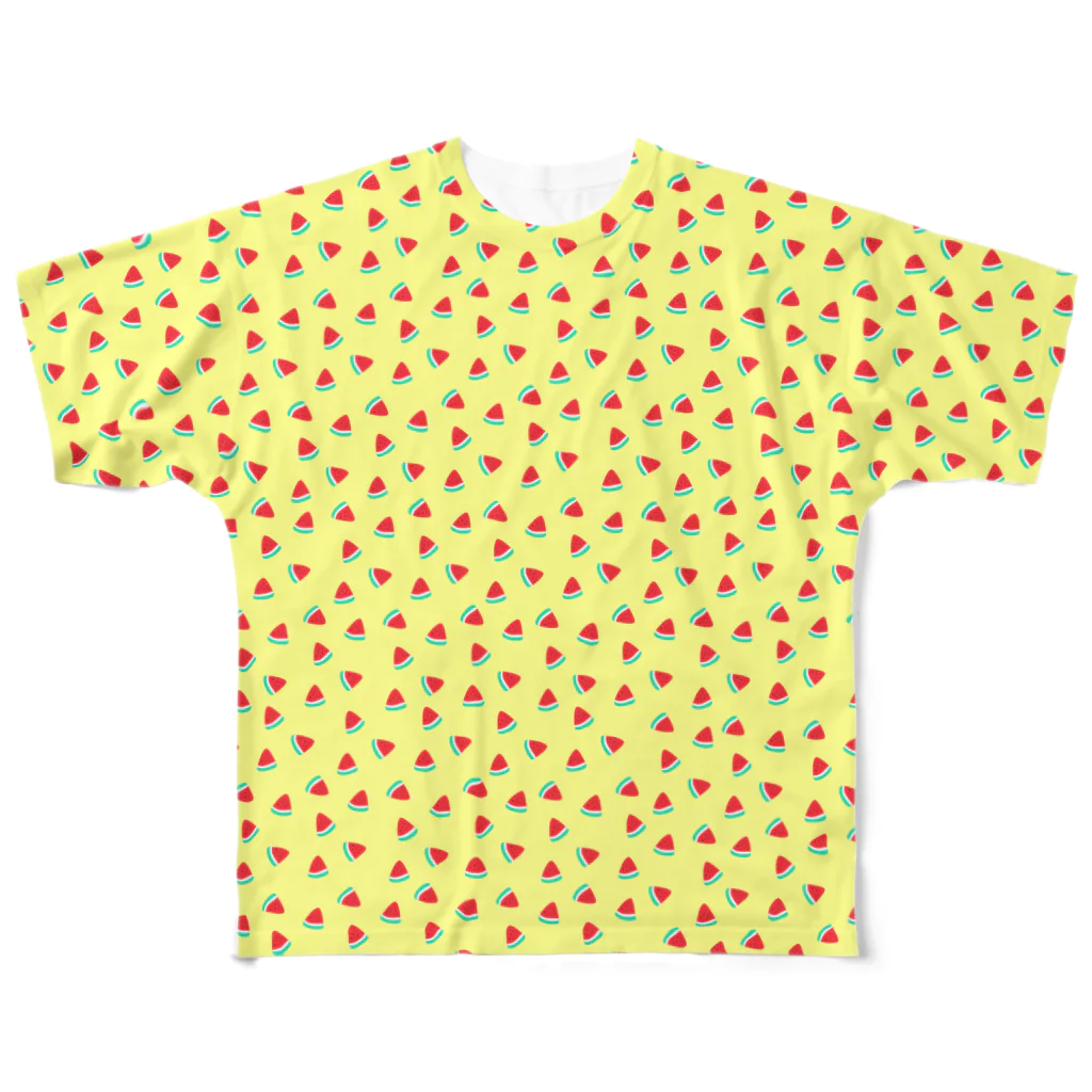 chobi shopのいっぱいスイカ(イエロー) All-Over Print T-Shirt