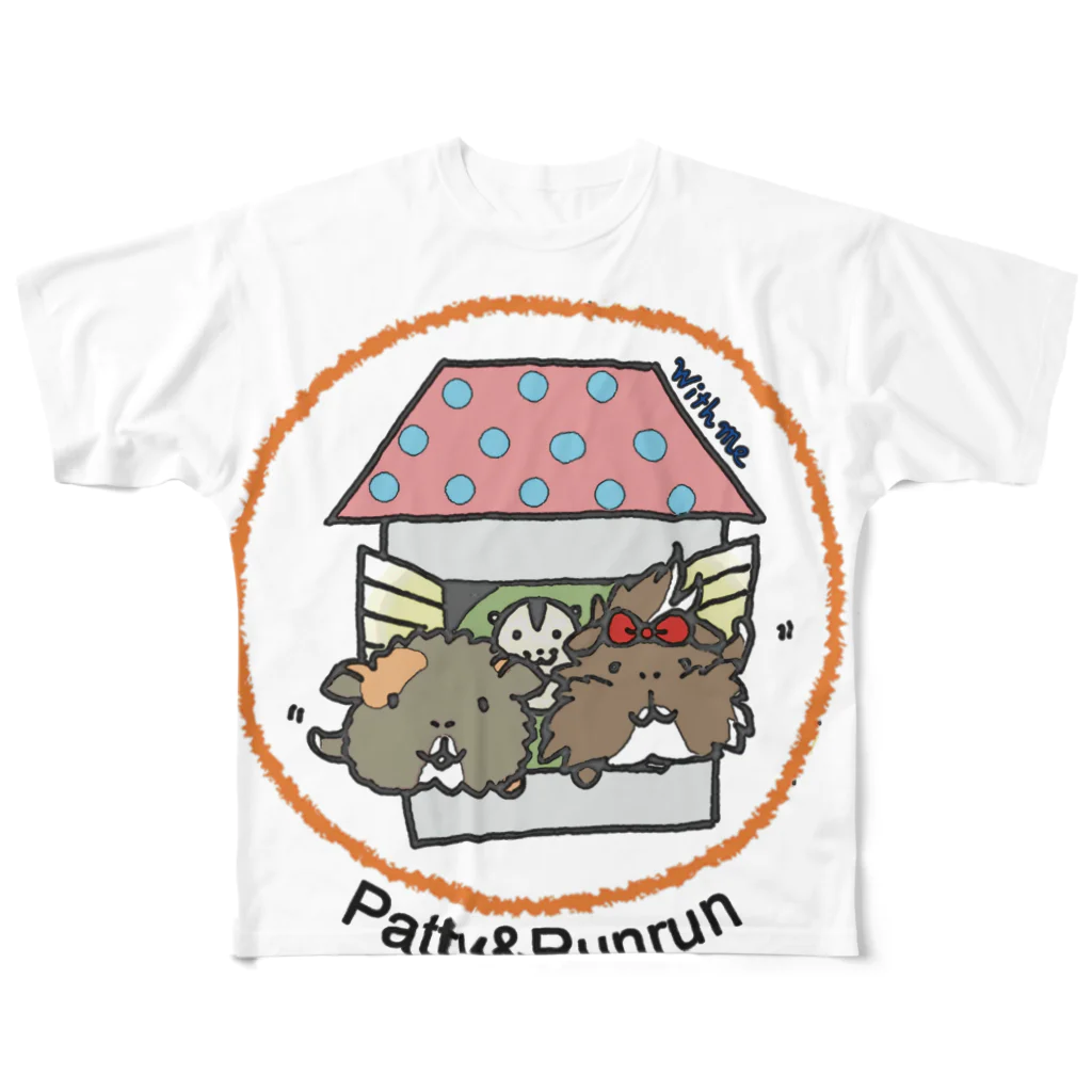 モルモット&小動物雑貨屋さん「パティ&ルンルン」のモルモット&ステップレミング💟 All-Over Print T-Shirt