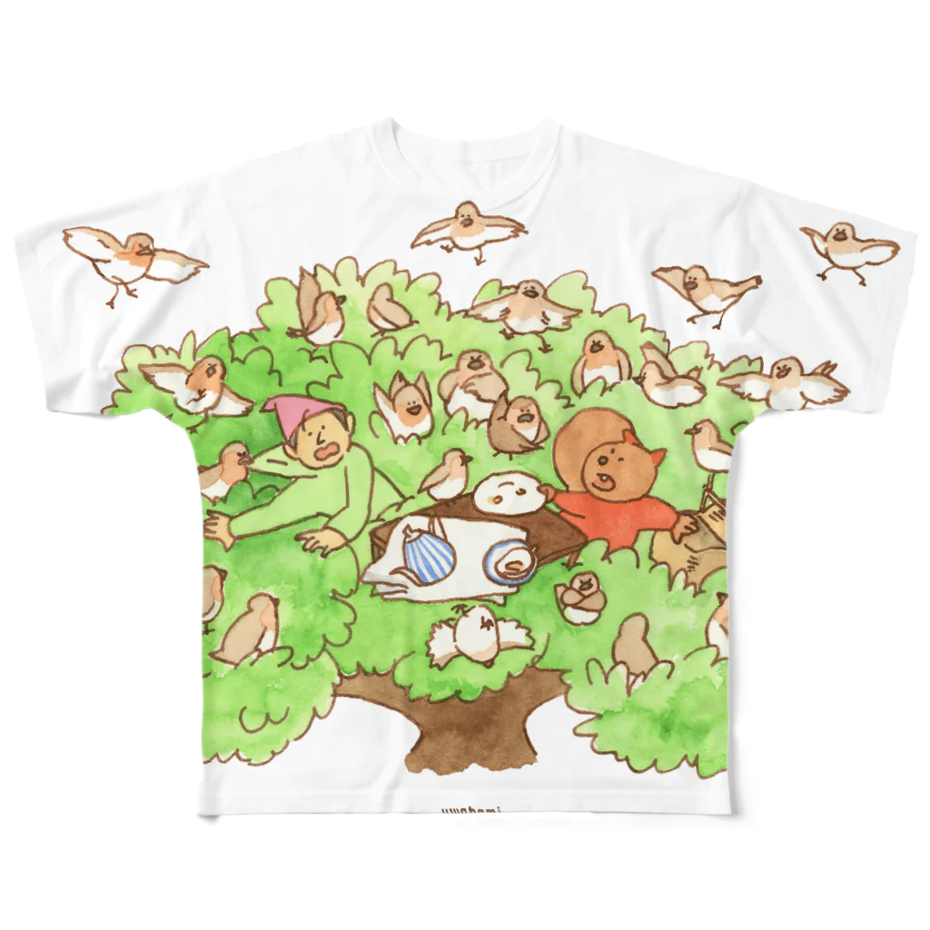 BAMI SHOPの木の上のティータイム フルグラフィックTシャツ