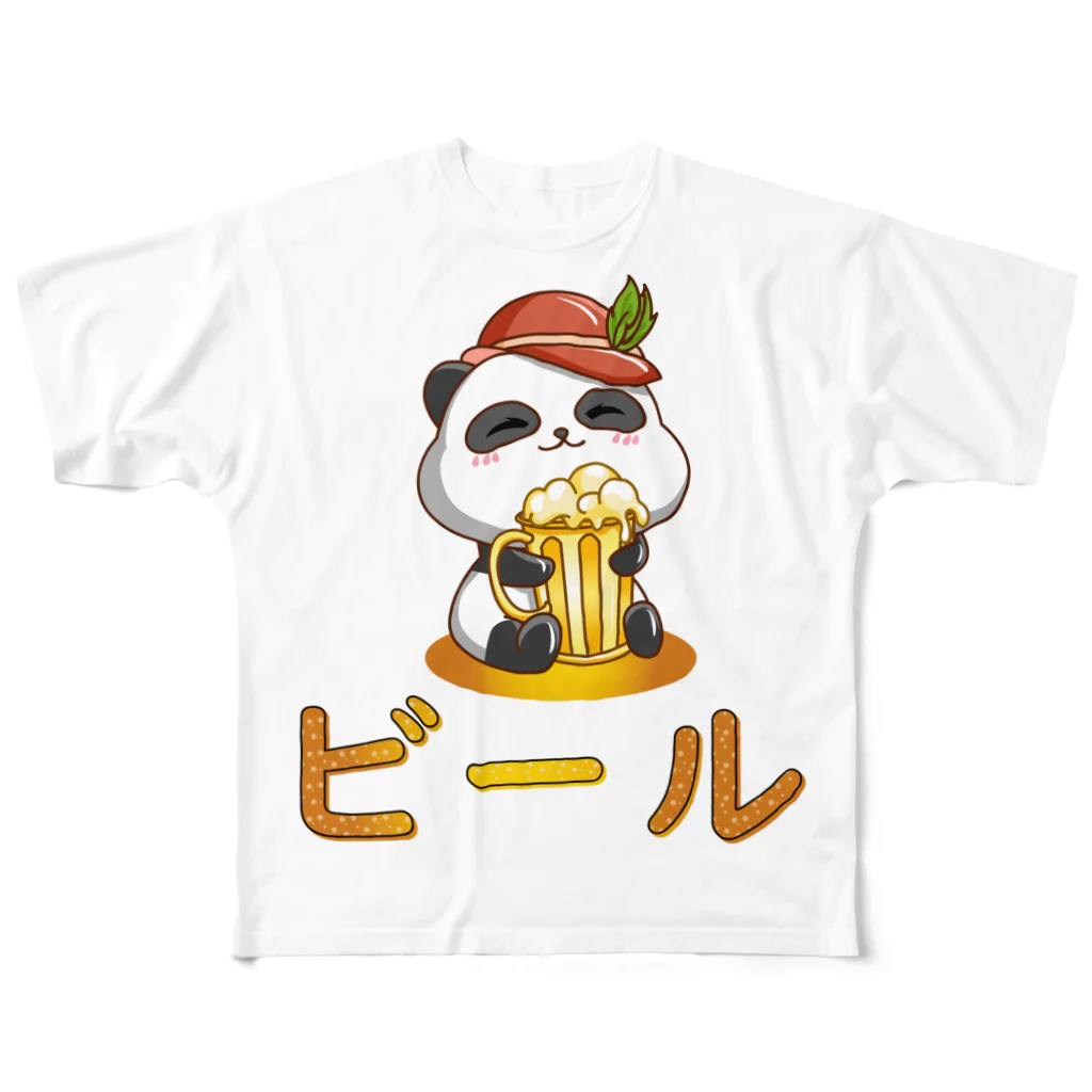 kawaiitopsの Cute Panda Drinking Beer Octoberfest フルグラフィックTシャツ