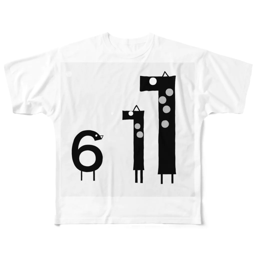 Month day font illustrationのAnimal typography フルグラフィックTシャツ