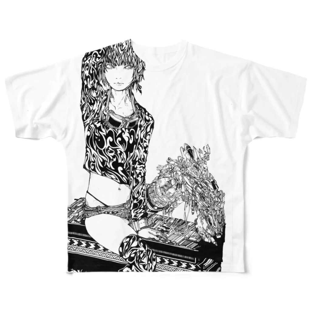 トライバルデザイナーGAIのお店のトライバルメカっ子 All-Over Print T-Shirt