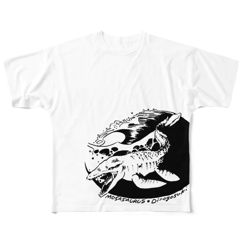 DinogaSuki -恐竜のこども服-のMosasaurus フルグラフィックTシャツ