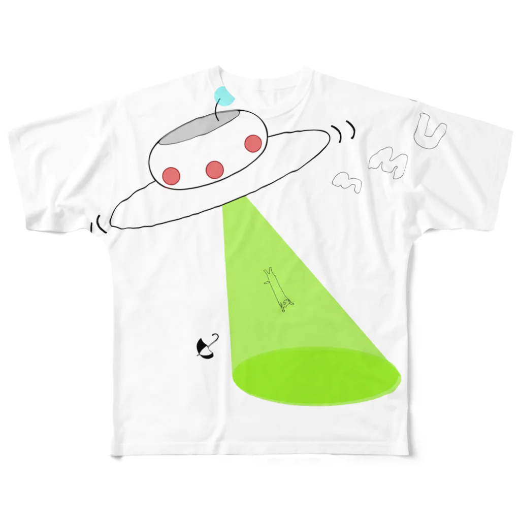 鳥とアンブレラのUFO/キャットルミューティレーション フルグラフィックTシャツ