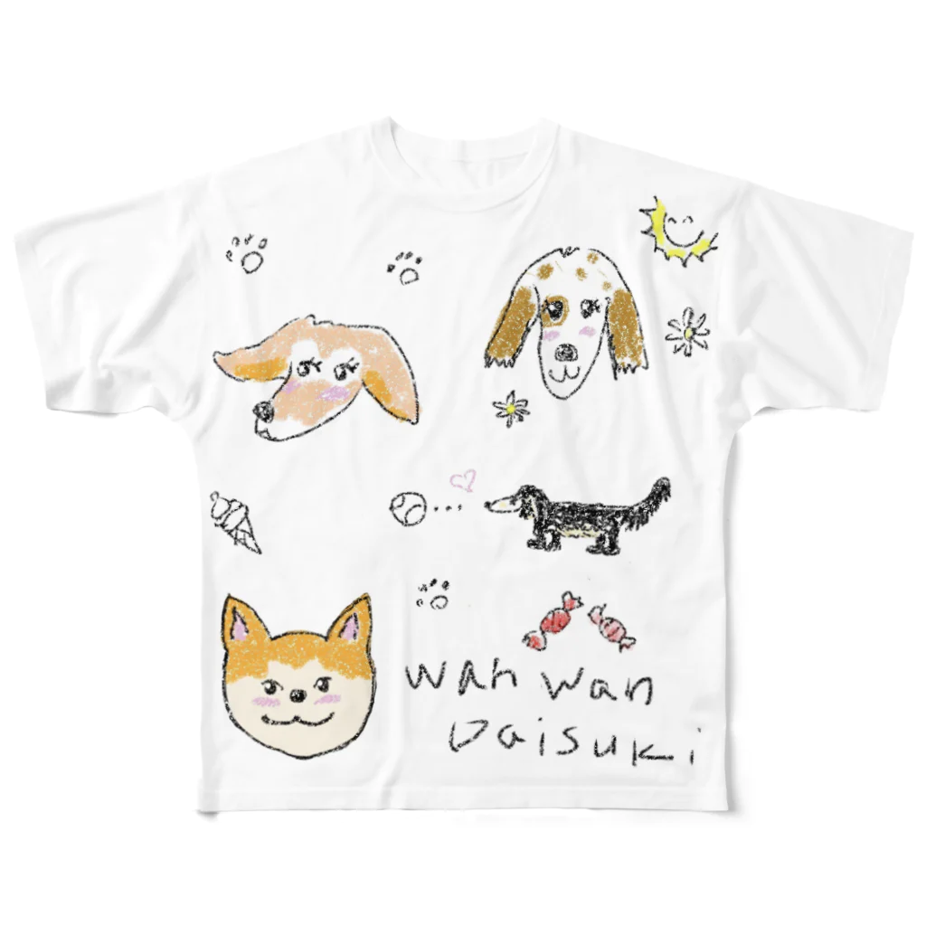 アウトドア大好き秋田犬の◇WanWanDaisuki◇ All-Over Print T-Shirt