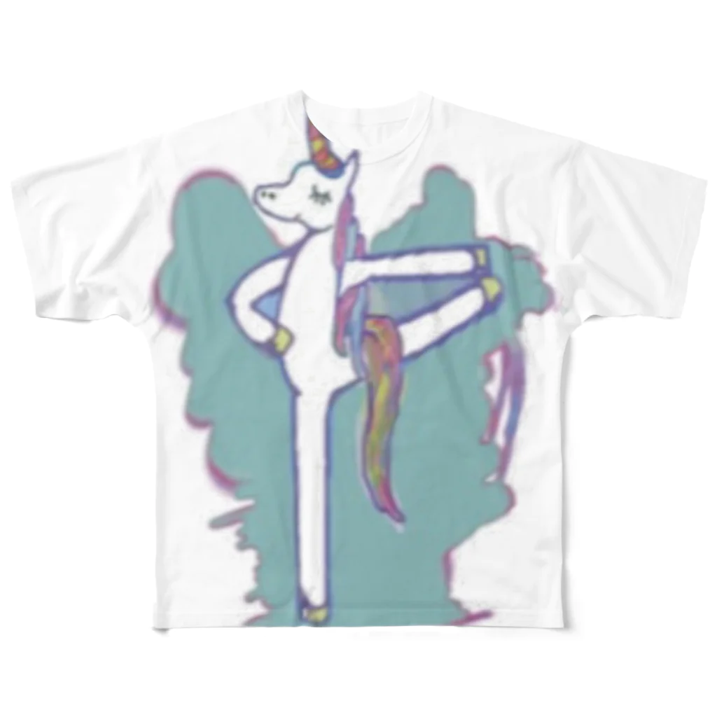 masaejpnのStanding unicorn  フルグラフィックTシャツ