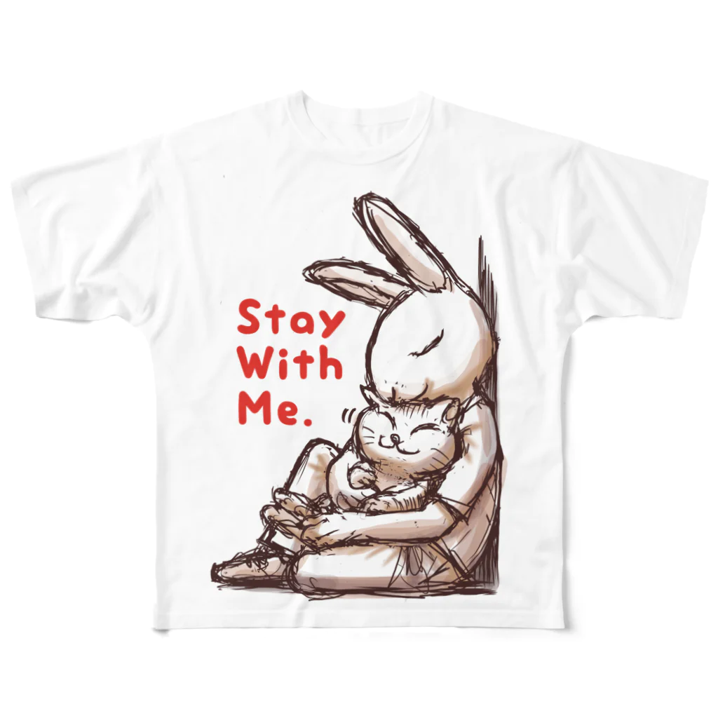 BeachBunnyのうさぎとねこ　Stay With Me All-Over Print T-Shirt