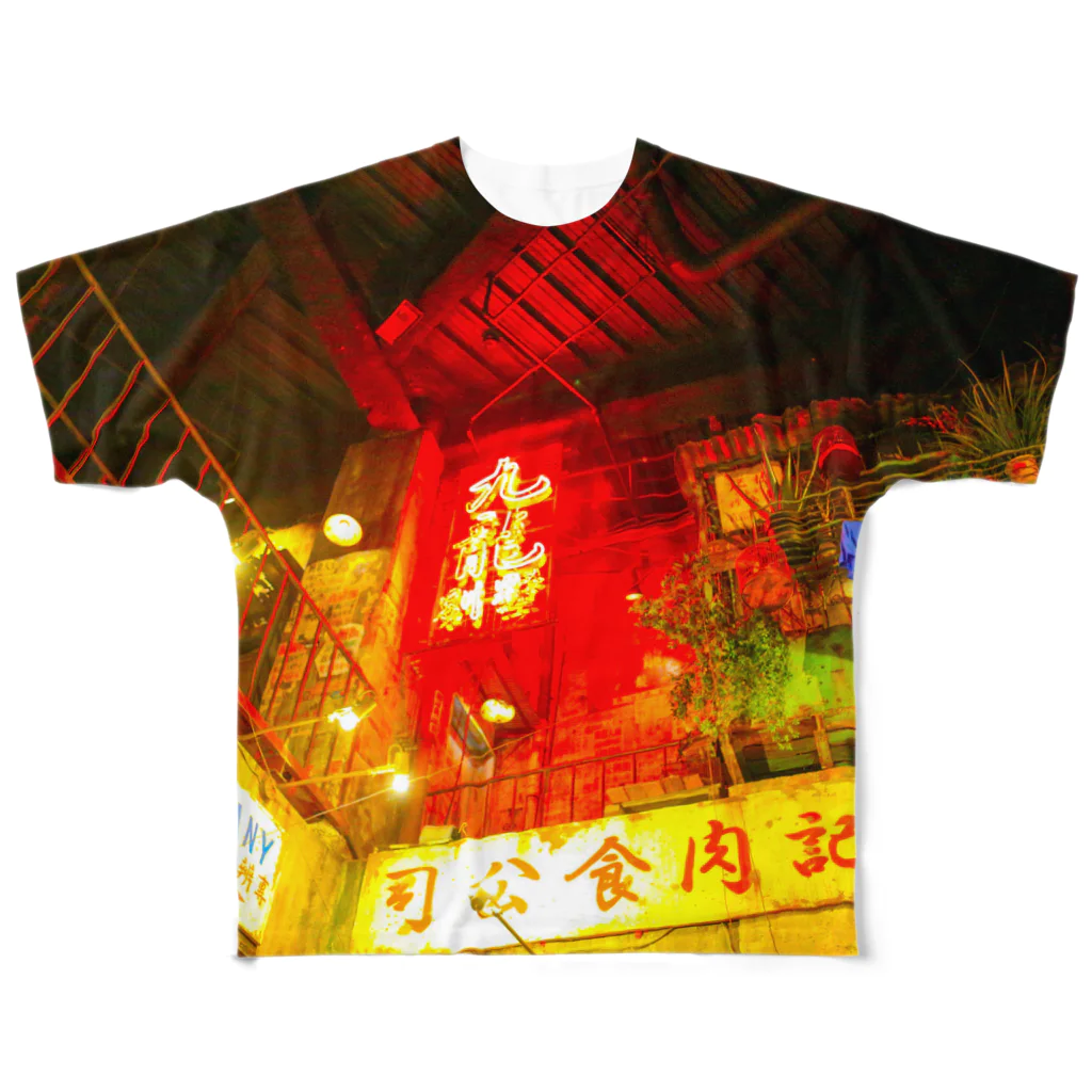 NEON LIGHT STARSの香港九龍カンフー フルグラフィックTシャツ