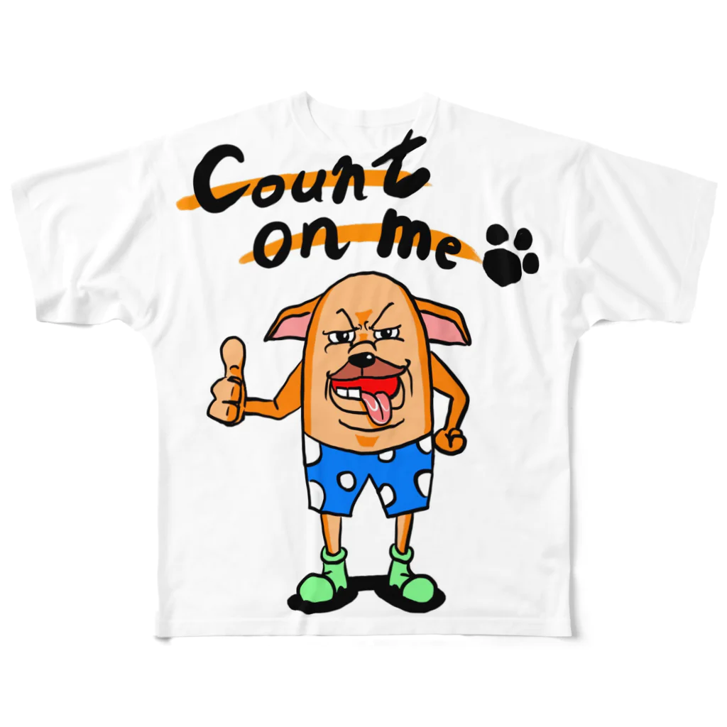 リンドメンのcount on me ブルドッグ フルグラフィックTシャツ