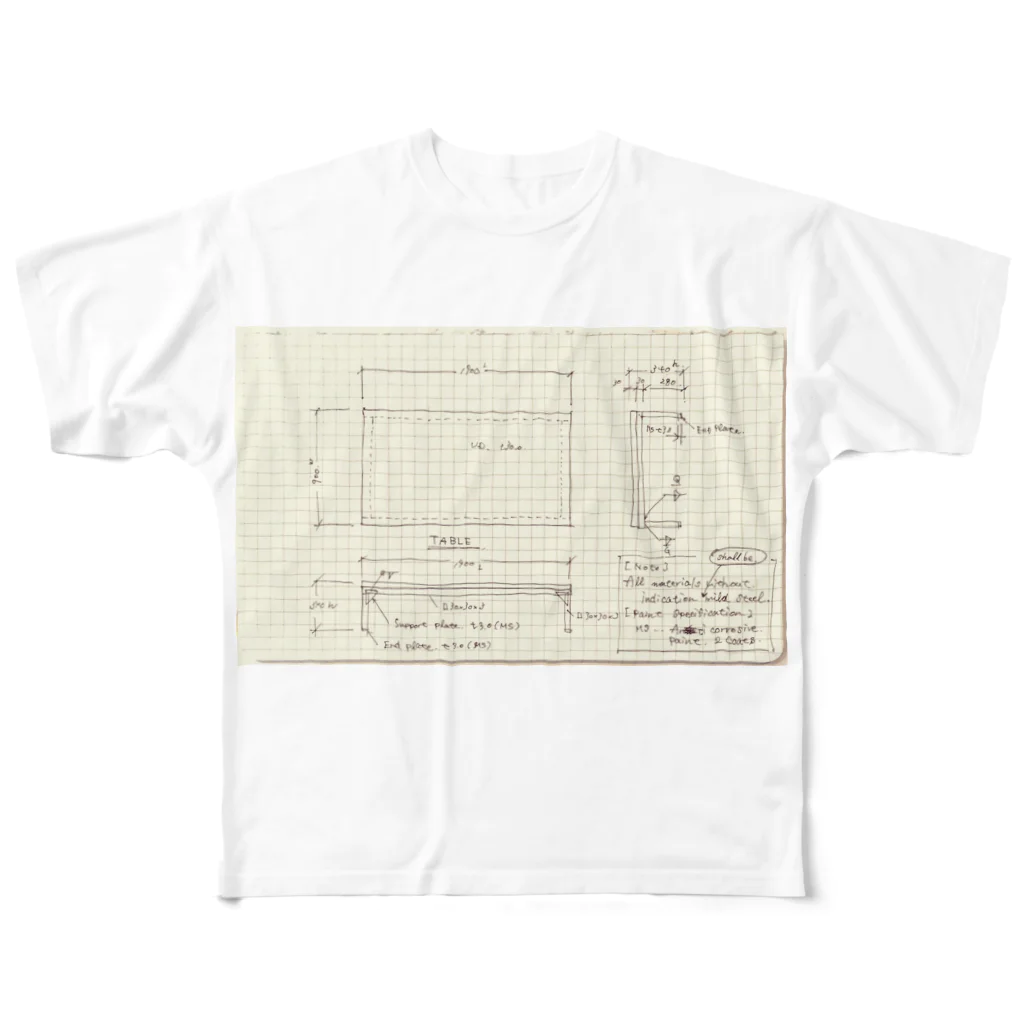 イスケ@絶望ノオトのテーブルの設計図 All-Over Print T-Shirt