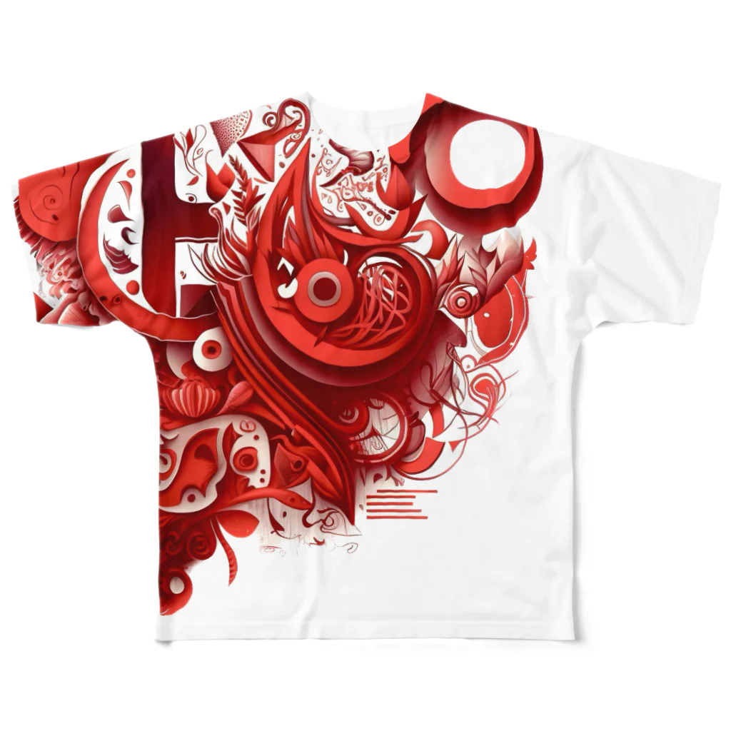 AliceDesignLab.のRed Heart #002 フルグラフィックTシャツ