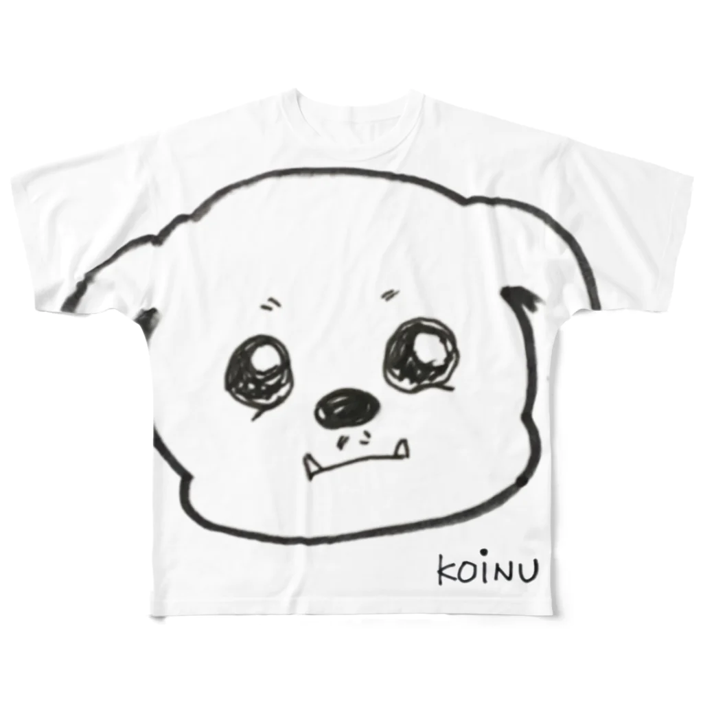 こいぬしょっぷのでっかいこいぬのきゅん顔Tシャツ フルグラフィックTシャツ