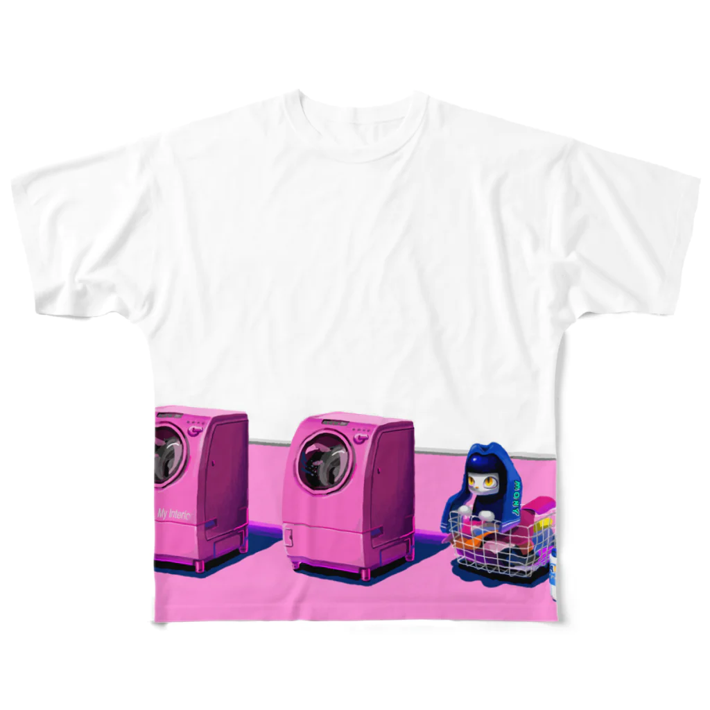 ROBOT-BABYのLAUNDRY フルグラフィックTシャツ