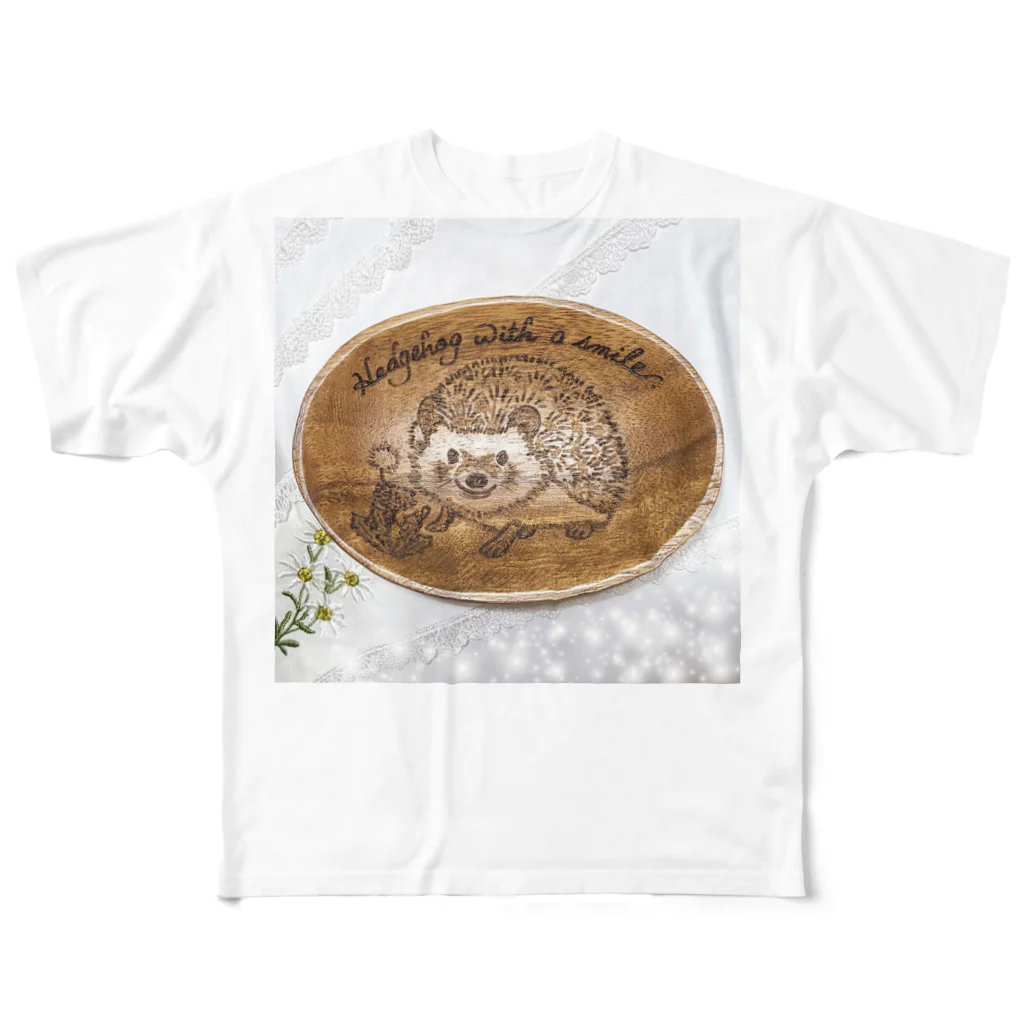 YURITAROORIGINLの笑うハリネズミとタンポポの綿毛. All-Over Print T-Shirt