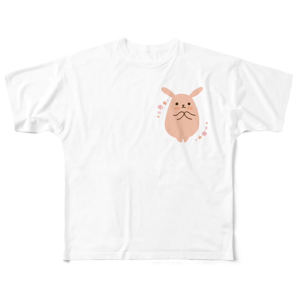 AtelierPlayroomのお祈りうさぎ（デザイン小さめ） All-Over Print T-Shirt