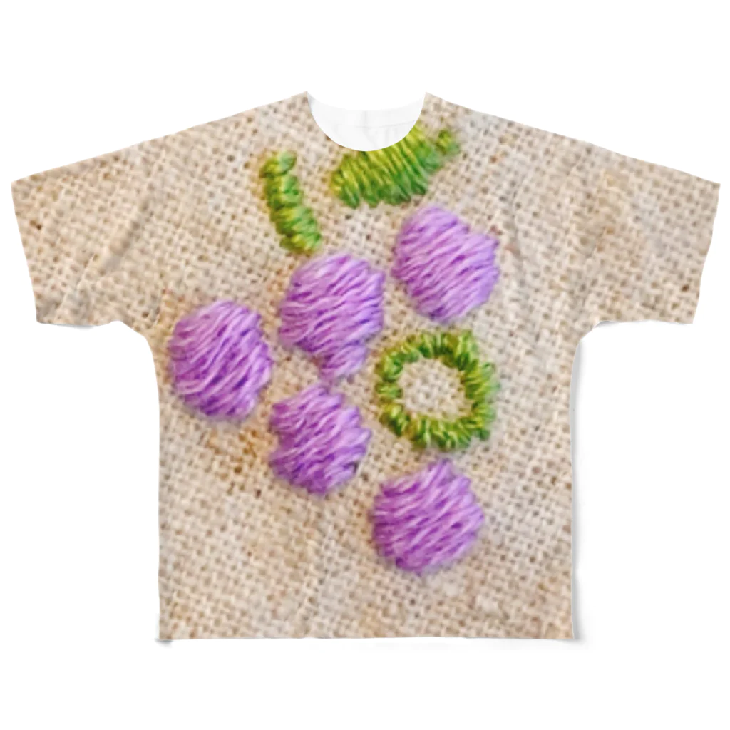 つぶつぶストアーのつぶつぶぶどう（刺繍風味） All-Over Print T-Shirt