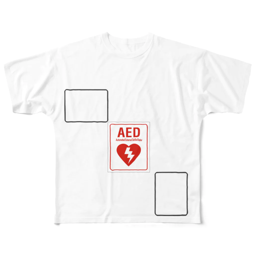 moCoのAED フルグラフィックTシャツ