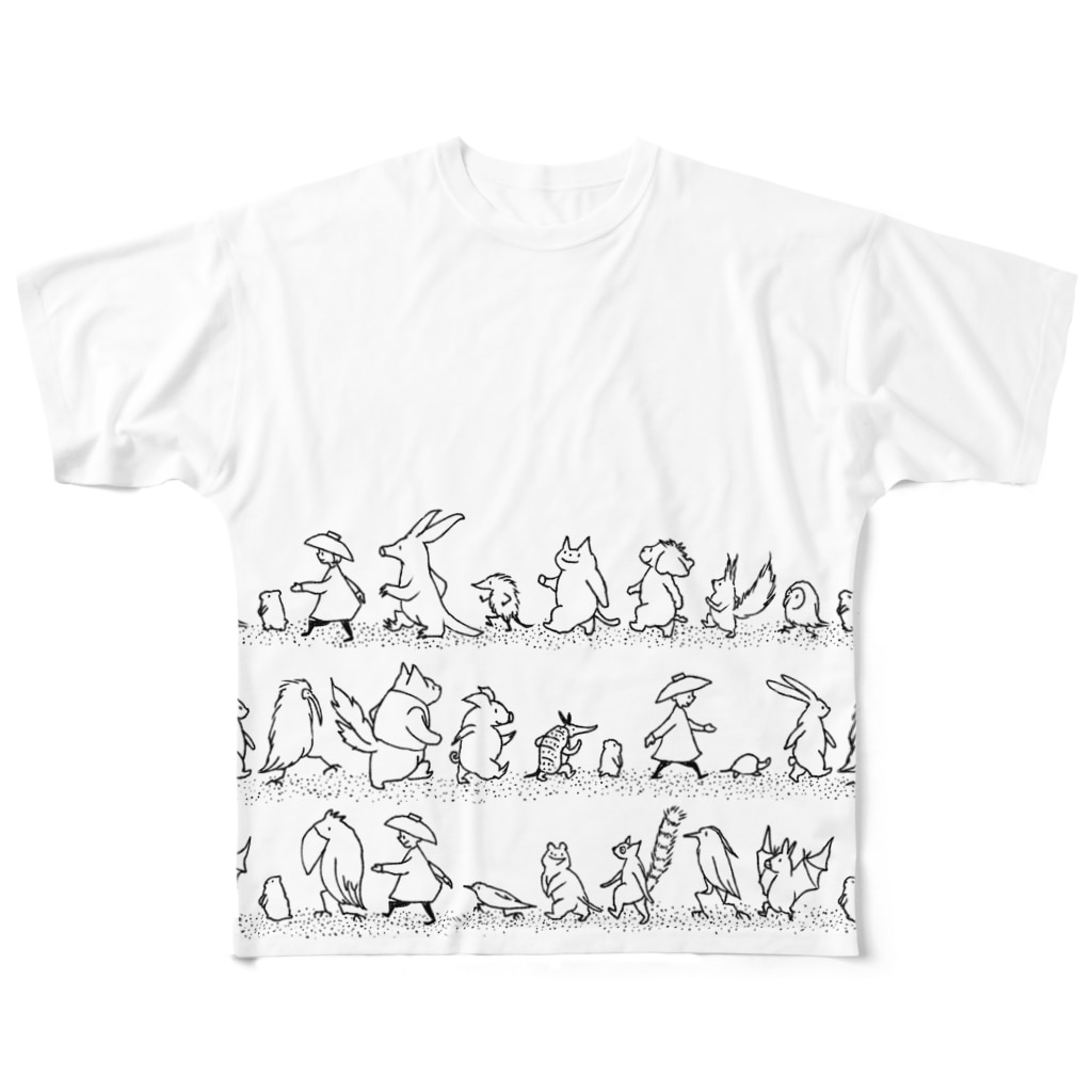 石川ともこのさんぽダンス ブラックライン All-Over Print T-Shirt