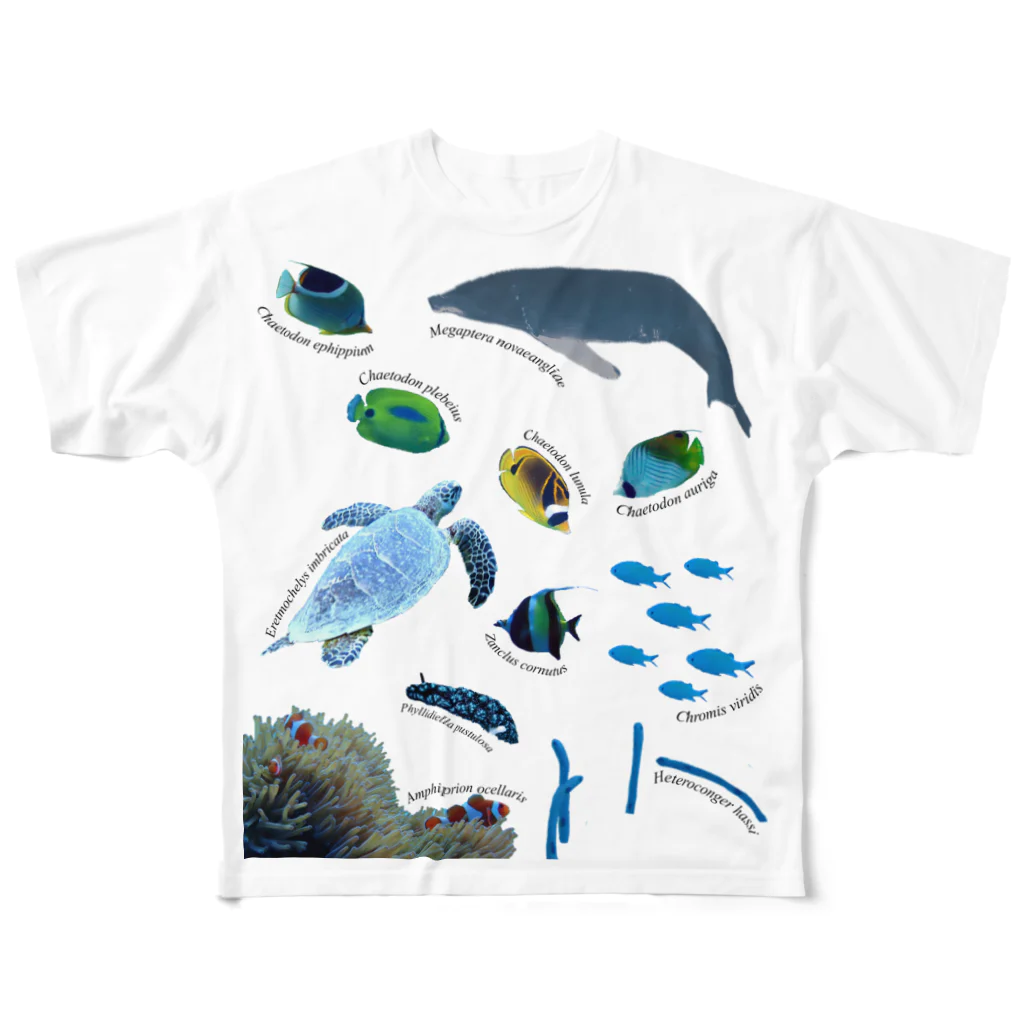 L_arctoaの沖縄の海の生き物 フルグラフィックTシャツ