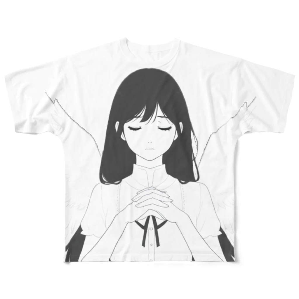 Genelendの天使ガールＴシャツ All-Over Print T-Shirt